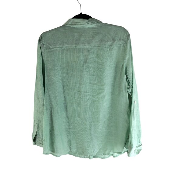 Chicos Womens Lightweight Casual Button-Down Shirt Green Size M/8 (Chico's 1) - Picture 2 of 4